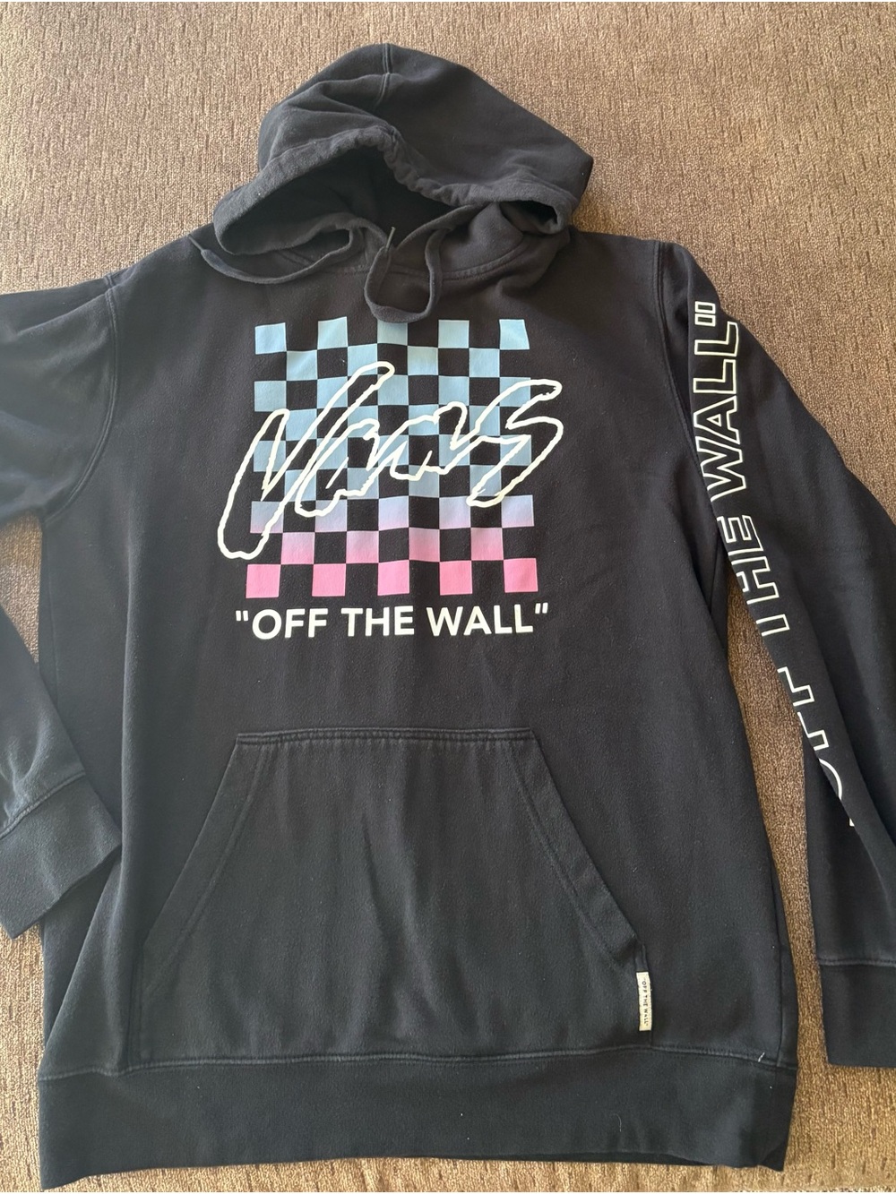 Vans Men's Black 'Off The Wall' Checkerboard Pullover Hoodie size medium